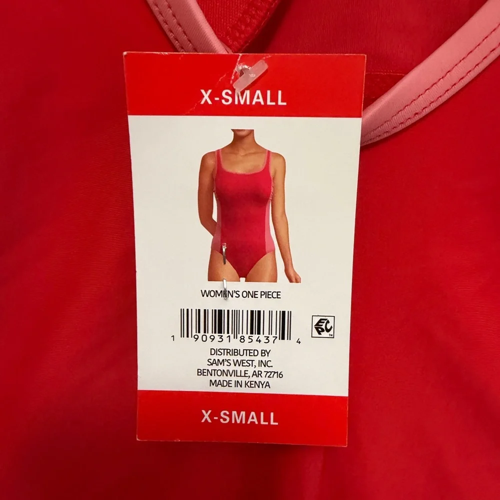 Lands’ End Women’s One-Piece Swimsuit Red/Pink Colorblock XS | NWT